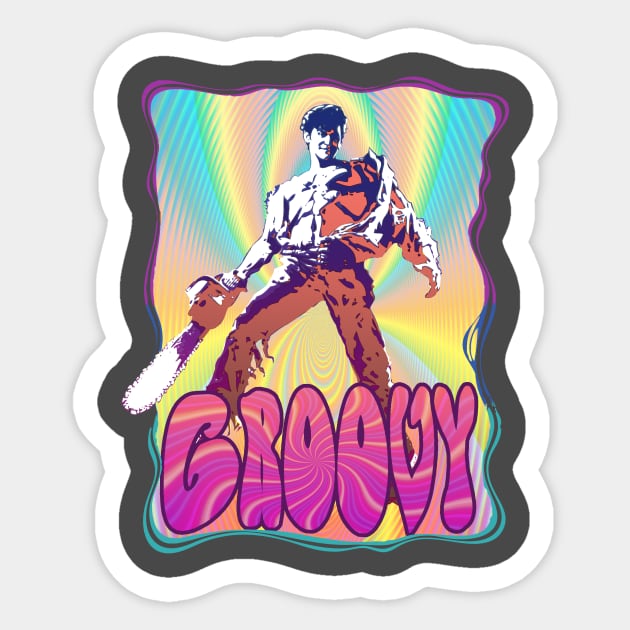 Evil Dead Ash Williams Groovy Sticker by jhunt5440